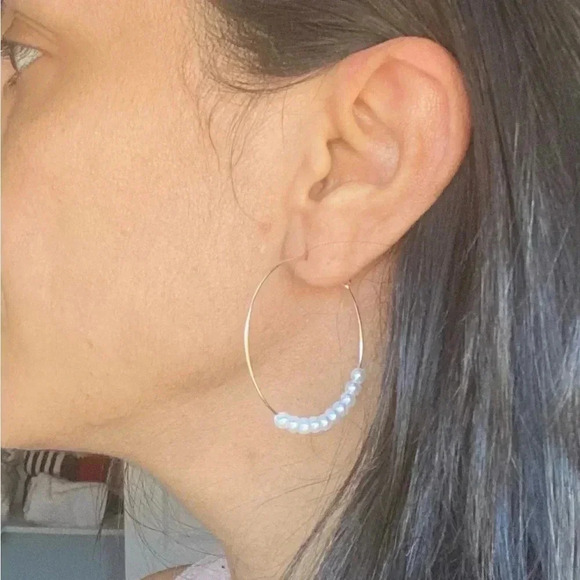 Beaded Hoops Earrings - Picture 3 of 3